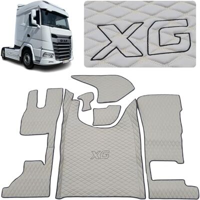 EVELTRUCK Tapis de sol pour camion compatibles avec les tapis de sol DAF XG 2022+ (tissu beige, fil EVELTRUCK Tapis de sol pour camion compatibles avec les tapis de sol DAF XG 2022+ (tissu beige, fil