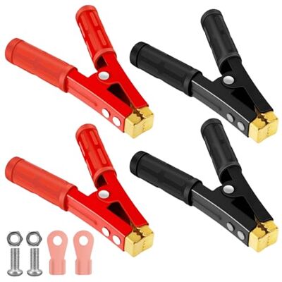 GOMETY Lot de 4 grandes pinces crocodiles de 16 cm, 1000 A, pour batterie de voiture, pinces crocodiles, câbles de démarrage, pinces crocodiles, en cuivre pur avec gaine isolante, pour batteries de GOMETY Lot de 4 grandes pinces crocodiles de 16 cm, 1000 A, pour batterie de voiture, pinces crocodiles, câbles de démarrage, pinces crocodiles, en cuivre pur avec gaine isolante, pour batteries de