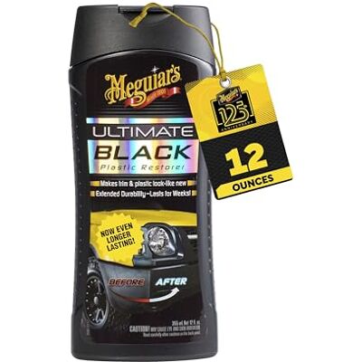 Meguiar's Ultimate Black Plastic Restorer, Renouvelé et protecteur pour plastique noir et gris de voiture et moto 355 ml, G15812EU Meguiar's Ultimate Black Plastic Restorer, Renouvelé et protecteur pour plastique noir et gris de voiture et moto 355 ml, G15812EU