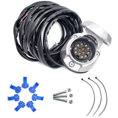 YOYOCOOL Kit Prise de Remorque 13 Broches Métal Précâblé 2M Câble 13 Fils, Faisceau de d'attelage Remorque 13 Pin pour Câblage des Feux de Remorque Aluminium moulé YOYOCOOL Kit Prise de Remorque 13 Broches Métal Précâblé 2M Câble 13 Fils, Faisceau de d'attelage Remorque 13 Pin pour Câblage des Feux de Remorque Aluminium moulé