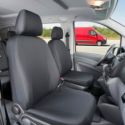 Walser 10548 Housse de voiture Transporter sur mesure, housse de siège en tissu anthracite compatible avec Renault Kangoo (Typ W), 2 sièges individuels à l'avant Walser 10548 Housse de voiture Transporter sur mesure, housse de siège en tissu anthracite compatible avec Renault Kangoo (Typ W), 2 sièges individuels à l'avant