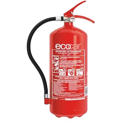 ecocar Extincteur de 6 kg en poudre approuvé EN3 pour voiture, maison, b & B, camping-car et bureau avec manomètre et support inclus ecocar Extincteur de 6 kg en poudre approuvé EN3 pour voiture, maison, b & B, camping-car et bureau avec manomètre et support inclus