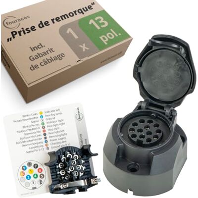 fouraces Prise de remorque 13 broches, gabarit pour voiture, auto et tracteur Attelage de remorque, caravane, noir fouraces Prise de remorque 13 broches, gabarit pour voiture, auto et tracteur Attelage de remorque, caravane, noir