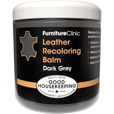 Furniture Clinic Baume raviveur de couleur pour le cuir, contre les rayures, l'abrasion et la décoloration pour canapé, sièges de voiture, chaussures et vêtements, 16 couleurs, 250 ml, gris foncé Furniture Clinic Baume raviveur de couleur pour le cuir, contre les rayures, l'abrasion et la décoloration pour canapé, sièges de voiture, chaussures et vêtements, 16 couleurs, 250 ml, gris foncé