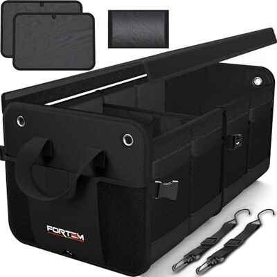 FORTEM Organisateur de Coffre SUV, Sac Rangement Pliable Multi Compartiments, Accessoires Auto Femme Homme, Oxford 1680D, Fond Antidérapant, Sangles Réglables, Couvercle Souple (50) FORTEM Organisateur de Coffre SUV, Sac Rangement Pliable Multi Compartiments, Accessoires Auto Femme Homme, Oxford 1680D, Fond Antidérapant, Sangles Réglables, Couvercle Souple (50)