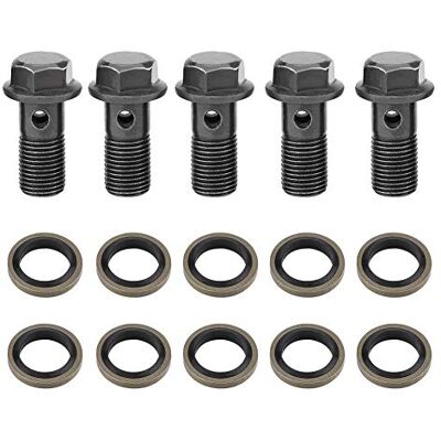 Tbest Étrier de frein, Banjo Bolt Motorcycle, 5 pièces Boulons et rondelles de Banjo de moto pour la centrale de frein Maer cylindre (M10×1mm) Tbest Étrier de frein, Banjo Bolt Motorcycle, 5 pièces Boulons et rondelles de Banjo de moto pour la centrale de frein Maer cylindre (M10×1mm)