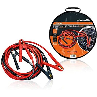OSRAM STARTER CABLE 1200A, Câbles de démarrage pour moteurs à essence et diesel, 12/24V, OSC500A, Câble de pontage pour des moteurs ≤9,5L, aluminium recouvert de cuivre, 5m OSRAM STARTER CABLE 1200A, Câbles de démarrage pour moteurs à essence et diesel, 12/24V, OSC500A, Câble de pontage pour des moteurs ≤9,5L, aluminium recouvert de cuivre, 5m
