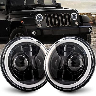 UPXSXT Lot de 2 7 Pouces LED Phare 300W 30000LM 4 Modes Eclairages Halo DRL, ámbar feu de virage, Vitesse de la lumière haute et basse H6024 pour Wrangler LJ TJ CJ JK Hummer H1 H2 Land Rover Defender UPXSXT Lot de 2 7 Pouces LED Phare 300W 30000LM 4 Modes Eclairages Halo DRL, ámbar feu de virage, Vitesse de la lumière haute et basse H6024 pour Wrangler LJ TJ CJ JK Hummer H1 H2 Land Rover Defender