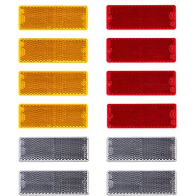 BEIJISTAR Kit de réflecteurs de remorque, 4 x rouges, 4 x jaunes, 4 x blancs, autocollants rectangulaires, réflecteurs pour poteaux de portail, clôture, remorque, camion, camping-car, caravane BEIJISTAR Kit de réflecteurs de remorque, 4 x rouges, 4 x jaunes, 4 x blancs, autocollants rectangulaires, réflecteurs pour poteaux de portail, clôture, remorque, camion, camping-car, caravane