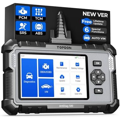 TOPDON ArtiDiag500 OBD2, Scanner, outil de diagnostic ABS SRS, calibrage SAS/réinitialisation de l'accélérateur et de l'huile, AutoVIN, test de tension de batterie de voiture, mise à jour gratuite TOPDON ArtiDiag500 OBD2, Scanner, outil de diagnostic ABS SRS, calibrage SAS/réinitialisation de l'accélérateur et de l'huile, AutoVIN, test de tension de batterie de voiture, mise à jour gratuite