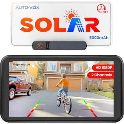 Vox Camera de Recul sans Fil Solar avec Moniteur 5" 1080P: Batterie 5000mAh, Installation DIY 2 Mins, IP69K Imperméable, pour Fourgon/SUV/Camion/Remorque Vox Camera de Recul sans Fil Solar avec Moniteur 5" 1080P: Batterie 5000mAh, Installation DIY 2 Mins, IP69K Imperméable, pour Fourgon/SUV/Camion/Remorque