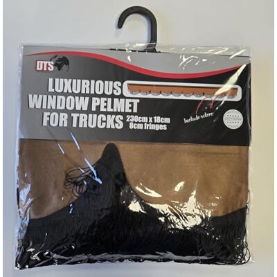Direct Trade Service DTS Luxueuse Bâche de fenêtre de camion en velours moka (marron) (230 x 18 cm) avec franges noires (8 cm), fermeture de rideau pour intérieur de camion. Direct Trade Service DTS Luxueuse Bâche de fenêtre de camion en velours moka (marron) (230 x 18 cm) avec franges noires (8 cm), fermeture de rideau pour intérieur de camion.