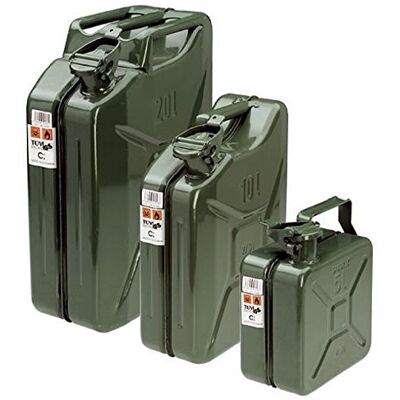 Fervi Bidon en métal type militaire homologué pour essence ou diesel anti-découpe 10 litres 0189/10C Fervi Bidon en métal type militaire homologué pour essence ou diesel anti-découpe 10 litres 0189/10C