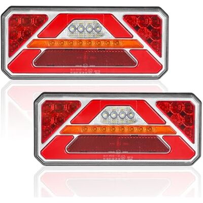 AOHEWEI 2 pièces feux arrière de remorque 12 V/24 V super lumineux étanche clignotant frein queue inverse brouillard réflecteur lampe pour remorque camion camion caravane van tracteur AOHEWEI 2 pièces feux arrière de remorque 12 V/24 V super lumineux étanche clignotant frein queue inverse brouillard réflecteur lampe pour remorque camion camion caravane van tracteur