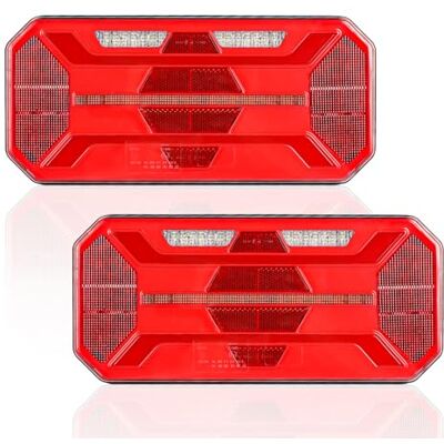 AOHEWEI 2 pièces feux arrière de remorque, 12 V/24 V super lumineux étanche clignotant frein queue inverse brouillard réflecteur lampe pour remorque camion caravane van tracteur AOHEWEI 2 pièces feux arrière de remorque, 12 V/24 V super lumineux étanche clignotant frein queue inverse brouillard réflecteur lampe pour remorque camion caravane van tracteur