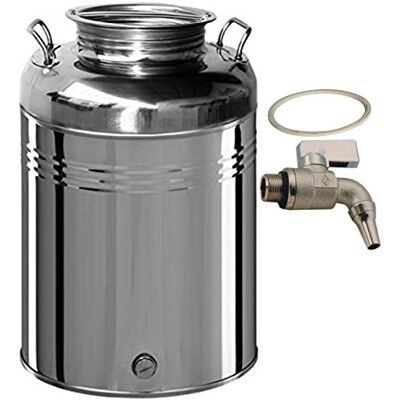 BELVIVERE Bidon pour huile en acier inoxydable 18/10 50 l Fabriqué en Italie avec robinet et joint BELVIVERE Bidon pour huile en acier inoxydable 18/10 50 l Fabriqué en Italie avec robinet et joint