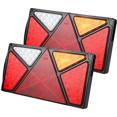 AOHEWEI Kit de feux arrière de remorque 12V/24V étanche pour clignotants, freins, arrière, recul, feux antibrouillard et réflecteurs avec câble de 45cm pour camion, caravane, fourgon et tracteur AOHEWEI Kit de feux arrière de remorque 12V/24V étanche pour clignotants, freins, arrière, recul, feux antibrouillard et réflecteurs avec câble de 45cm pour camion, caravane, fourgon et tracteur