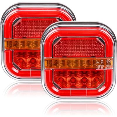 Yinaolan 2 Pièces Feux Arrière de Remorque LED, 12V Étanche LED Feu Arrière Stop Feu Stop Clignotant Indicateur Lampe pour Caravane Van Bateau Camping-Car Tracteur E-mark Yinaolan 2 Pièces Feux Arrière de Remorque LED, 12V Étanche LED Feu Arrière Stop Feu Stop Clignotant Indicateur Lampe pour Caravane Van Bateau Camping-Car Tracteur E-mark