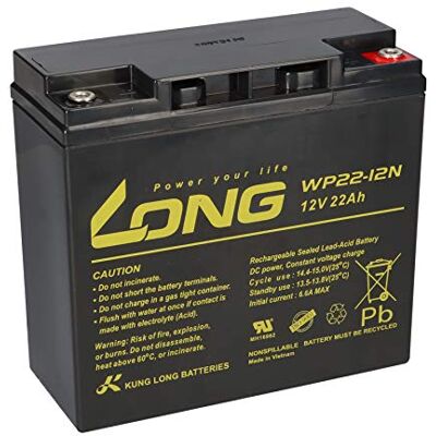 WSB Batterie au plomb WP22-12N 22 Ah 12 V AGM remplace 17 Ah 18 Ah 19 Ah 20 Ah 23 Ah Long filetage intérieur M6 WSB Batterie au plomb WP22-12N 22 Ah 12 V AGM remplace 17 Ah 18 Ah 19 Ah 20 Ah 23 Ah Long filetage intérieur M6