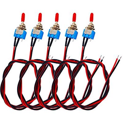 senvenelec 5pcs mini commutateur à bascule avec 30cm pré-câblé, sur-arrêt à 2 positions 3 broches 3v / 5v / 12v / 220v / 240v pour voitures, camions, bateaux 3a 250vac / 6a 125vac. senvenelec 5pcs mini commutateur à bascule avec 30cm pré-câblé, sur-arrêt à 2 positions 3 broches 3v / 5v / 12v / 220v / 240v pour voitures, camions, bateaux 3a 250vac / 6a 125vac.