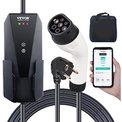 VEVOR Chargeur EV portable 16 A 3,68 kW Chargeur pour véhicules électriques Câble de charge EV Type 2(IEC62196) Prise CEE 7/7 8-16 A Station de charge EV monophasée 8,6 m Longueur du câble IP66 VEVOR Chargeur EV portable 16 A 3,68 kW Chargeur pour véhicules électriques Câble de charge EV Type 2(IEC62196) Prise CEE 7/7 8-16 A Station de charge EV monophasée 8,6 m Longueur du câble IP66