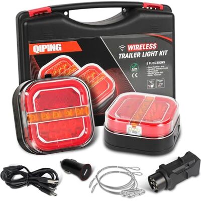 Qiping 2 pack plaque de feux remorque led sans fils magnétique 12V 24v avec e-mark, rechargeable, Impermeable Qiping 2 pack plaque de feux remorque led sans fils magnétique 12V 24v avec e-mark, rechargeable, Impermeable