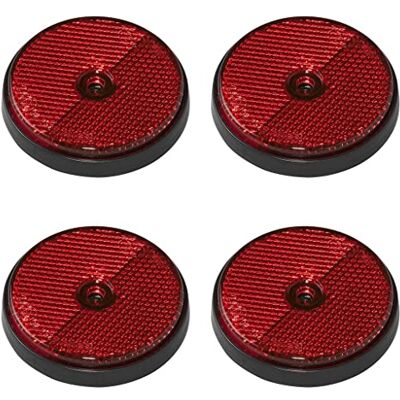 MULTIBROS Lot de 4 réflecteurs ronds rouges Homologués E4 Diamètre : 60 mm Pour voiture, remorque, vélo, moto et plus encore Sécurité et visibilité accrues sur la route MULTIBROS Lot de 4 réflecteurs ronds rouges Homologués E4 Diamètre : 60 mm Pour voiture, remorque, vélo, moto et plus encore Sécurité et visibilité accrues sur la route