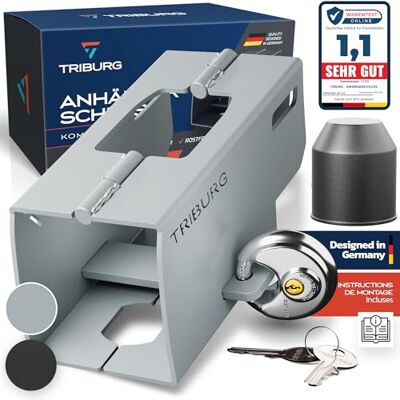 TRIBURG Antivol de remorque , y compris antivol rond + capuchon de protection AHK GRATUIT Sécurité robuste pour remorque attelée ou dételée Antivol de timon TRIBURG Antivol de remorque , y compris antivol rond + capuchon de protection AHK GRATUIT Sécurité robuste pour remorque attelée ou dételée Antivol de timon