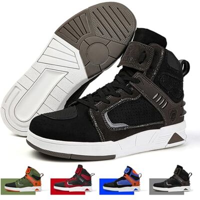 SHUOJIA Bottes de moto pour homme Cuir perforé Respirant Chaussures d'équitation renforcées Semelle antidérapante Baskets urbaines avec fermetures éclair latérales et support de cheville SHUOJIA Bottes de moto pour homme Cuir perforé Respirant Chaussures d'équitation renforcées Semelle antidérapante Baskets urbaines avec fermetures éclair latérales et support de cheville