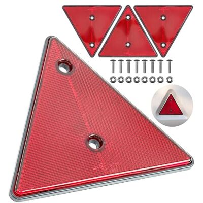 Your Day Mate Triangles réflecteurs de remorque, 4 packs, en rouge, avec kit de vis, 15 cm de côté, 70 mm d'écart entre les trous, avec homologation E, catadioptre arrière, diffuseur triangulaire arrière Your Day Mate Triangles réflecteurs de remorque, 4 packs, en rouge, avec kit de vis, 15 cm de côté, 70 mm d'écart entre les trous, avec homologation E, catadioptre arrière, diffuseur triangulaire arrière