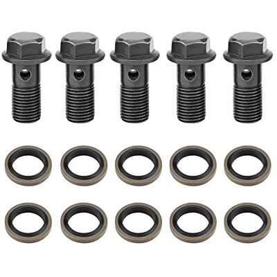 Tbest Kit de joint d'¨¦tanch¨¦it¨¦, embrayage de frein 5pcs moto boulons et rondelles de banjo replacement pour ma?tre-cylindre d'¨¦trier de frein M10 x1.25/M10 * 1.0mm(M10¡Á1.25mm) Tbest Kit de joint d'¨¦tanch¨¦it¨¦, embrayage de frein 5pcs moto boulons et rondelles de banjo replacement pour ma?tre-cylindre d'¨¦trier de frein M10 x1.25/M10 * 1.0mm(M10¡Á1.25mm)