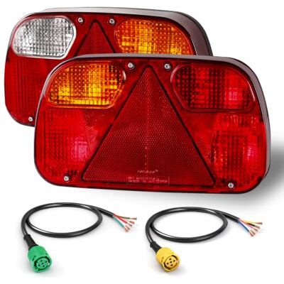 Yuanjoy 2 Pcs Feux Remorque 12V Connexion Baïonnette 5 Broches avec Réflecteurs Triangle, Eclairage Arrière de Camion Gauche et Droit Certification de marque E Yuanjoy 2 Pcs Feux Remorque 12V Connexion Baïonnette 5 Broches avec Réflecteurs Triangle, Eclairage Arrière de Camion Gauche et Droit Certification de marque E