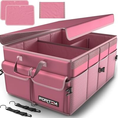 FORTEM Organisateur de Coffre Voiture, Rangement Pliable SUV Multi Compartiments, Accessoires Auto pour Femme Homme, Tissu Oxford 600D, Fond Antidérapant, Sangles de Fixation, Couvercle Souple (65L) FORTEM Organisateur de Coffre Voiture, Rangement Pliable SUV Multi Compartiments, Accessoires Auto pour Femme Homme, Tissu Oxford 600D, Fond Antidérapant, Sangles de Fixation, Couvercle Souple (65L)