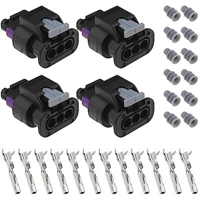 ECSiNG Lot de 4 fiches de connexion de capteur de stationnement à 3 broches de rechange 4F0973703 compatibles avec VW Compatible avec Audi Pigtail Adaptateur avec joints de terminaux ECSiNG Lot de 4 fiches de connexion de capteur de stationnement à 3 broches de rechange 4F0973703 compatibles avec VW Compatible avec Audi Pigtail Adaptateur avec joints de terminaux
