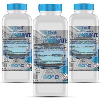 GiDeli Antigel concentré pour pare-brise 3 x 1 l Antigel -60 °C Eau d'essuyage pour protection contre le gel Nettoyant pour vitres d'hiver GiDeli Antigel concentré pour pare-brise 3 x 1 l Antigel -60 °C Eau d'essuyage pour protection contre le gel Nettoyant pour vitres d'hiver