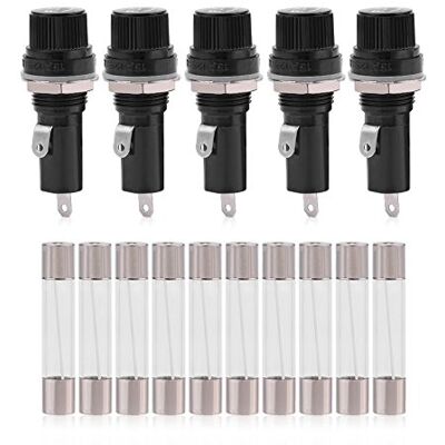 Terisass Porte-fusible Avec Bouchon à Visser, 5pcs Support De Fusible électrique Monté Sur Panneau, Porte-fusible Prise Pour Fusibles En Verre 6 * 30 Ac 125v 15a/250v 10a Terisass Porte-fusible Avec Bouchon à Visser, 5pcs Support De Fusible électrique Monté Sur Panneau, Porte-fusible Prise Pour Fusibles En Verre 6 * 30 Ac 125v 15a/250v 10a