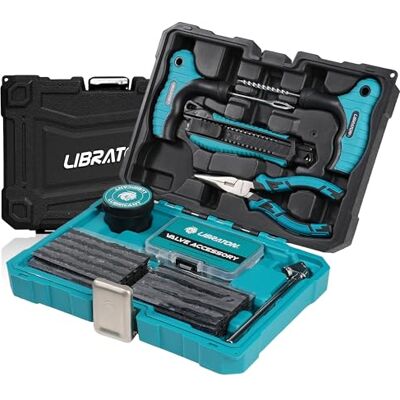 LIBRATON Kit de réparation de pneus de voiture, 78 pièces, Heavy duty, professionnel, kit de réparation de crevaison et de prises, pour voiture, moto, ATV, SUV, camion, tracteur remorque LIBRATON Kit de réparation de pneus de voiture, 78 pièces, Heavy duty, professionnel, kit de réparation de crevaison et de prises, pour voiture, moto, ATV, SUV, camion, tracteur remorque