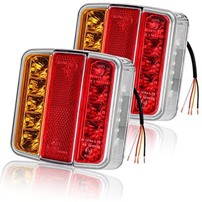 AOHEWEI 2 pièces feux arrière de remorque 18 LED 12 V feux arrière clignotants feux stop réflecteurs feux de plaque d'immatriculation IP67 étanche multifonction remorque camion caravane van bateau lampe E-Mark AOHEWEI 2 pièces feux arrière de remorque 18 LED 12 V feux arrière clignotants feux stop réflecteurs feux de plaque d'immatriculation IP67 étanche multifonction remorque camion caravane van bateau lampe E-Mark
