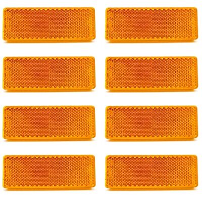 AOJO 8 pcs réflecteurs remorque de voiture rectangle orange catadioptres plastique amber auto-adhésifs pour camion, caravan, van, garage AOJO 8 pcs réflecteurs remorque de voiture rectangle orange catadioptres plastique amber auto-adhésifs pour camion, caravan, van, garage