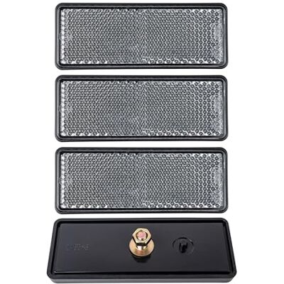 Your Day Mate Réflecteurs avec filetage, 4 Pièces, Blanc, 88 x 35 mm, avec Marque d'Homologation E, Réflecteur de Sécurité pour Remorque, Caravane, Poteau, Œil de Chat Droite Gauche, Trailer Reflector, catadioptre Your Day Mate Réflecteurs avec filetage, 4 Pièces, Blanc, 88 x 35 mm, avec Marque d'Homologation E, Réflecteur de Sécurité pour Remorque, Caravane, Poteau, Œil de Chat Droite Gauche, Trailer Reflector, catadioptre