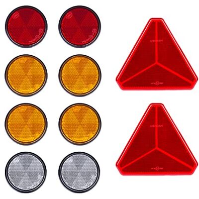 BEIJISTAR Réflecteur de remorque, 2 réflecteurs auto-adhésifs triangulaires rouge, 2 x rouge, 4 x jaune, 2 x blancs, réflecteurs autocollants ronds, réflecteurs pour remorque, camion, caravane, RV BEIJISTAR Réflecteur de remorque, 2 réflecteurs auto-adhésifs triangulaires rouge, 2 x rouge, 4 x jaune, 2 x blancs, réflecteurs autocollants ronds, réflecteurs pour remorque, camion, caravane, RV