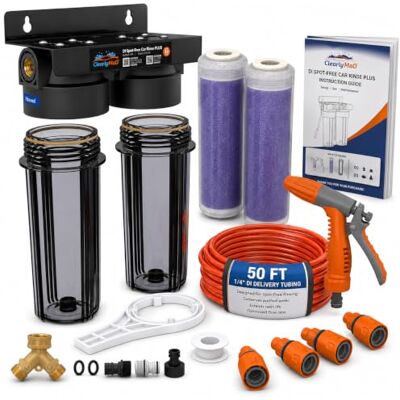 Clearly MaD Système de rinçage de voiture à eau déionisée sans taches pour lavage de voiture, camping-car et moto, avec tuyau Clearly MaD Système de rinçage de voiture à eau déionisée sans taches pour lavage de voiture, camping-car et moto, avec tuyau