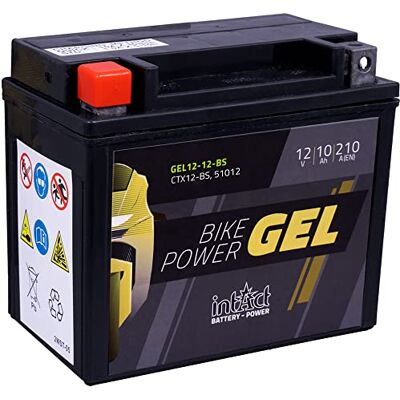 Intact Bike-Power GEL12-12-BS, CTX12-BS, 51012, 12 V 10 Ah, 210 A (EN), Batterie GEL de haute qualité avec 30% de puissance de démarrage en plus, batterie GEL sans entretien Intact Bike-Power GEL12-12-BS, CTX12-BS, 51012, 12 V 10 Ah, 210 A (EN), Batterie GEL de haute qualité avec 30% de puissance de démarrage en plus, batterie GEL sans entretien