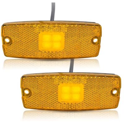 AOJO 2PCS Feux de Gabarit Orange LED 12V 24V Remorque avec Réflecteur, Feu de Position Latéral Jaune Ambre pour Voiture, Camion, Caravane, RV avec Vis de Montage AOJO 2PCS Feux de Gabarit Orange LED 12V 24V Remorque avec Réflecteur, Feu de Position Latéral Jaune Ambre pour Voiture, Camion, Caravane, RV avec Vis de Montage