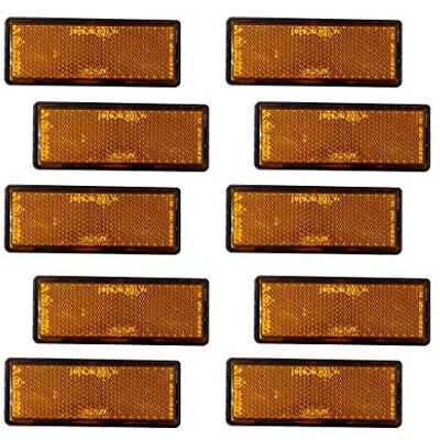WOVEBIUS Lot de 10 réflecteurs arrière adhésifs rectangulaires orange transparent pour remorque, clôture, voiture WOVEBIUS Lot de 10 réflecteurs arrière adhésifs rectangulaires orange transparent pour remorque, clôture, voiture
