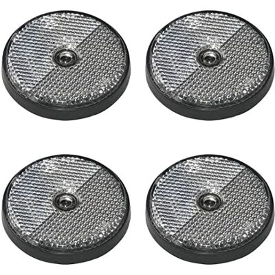 MULTIBROS Lot de 4 réflecteurs ronds blancs Certifié E4 Diamètre 60 mm Pour voiture, remorque, vélo, moto et plus encore Sécurité et visibilité accrues sur la route MULTIBROS Lot de 4 réflecteurs ronds blancs Certifié E4 Diamètre 60 mm Pour voiture, remorque, vélo, moto et plus encore Sécurité et visibilité accrues sur la route