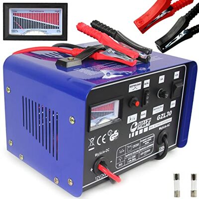 Marpol IMJ-Global Chargeur de batterie pour voiture et moto portable pour batteries au plomb (12 V-24 V 30-180 Ah) chargeur de voiture professionnel avec fonction de charge rapide, interrupteur Marpol IMJ-Global Chargeur de batterie pour voiture et moto portable pour batteries au plomb (12 V-24 V 30-180 Ah) chargeur de voiture professionnel avec fonction de charge rapide, interrupteur