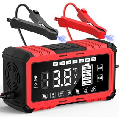 Husgw Chargeur de voiture 20A 12V / 24V Smart Entièrement Automatique Compensation de Température Chargeur Intelligent Voiture Moto Camion Tondeuse Tondeuse à Gazon Bateau Husgw Chargeur de voiture 20A 12V / 24V Smart Entièrement Automatique Compensation de Température Chargeur Intelligent Voiture Moto Camion Tondeuse Tondeuse à Gazon Bateau