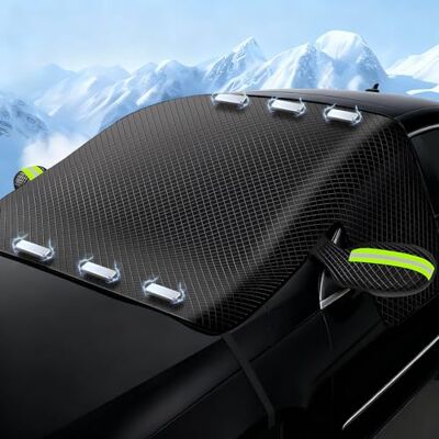 WENINETIES Couvre-pare-brise de voiture pour VW ID. Buzz 2025-2022 accessoires, couverture de pare-brise magnétique avec bandes réfléchissantes, protection antigel, neige et soleil, avant WENINETIES Couvre-pare-brise de voiture pour VW ID. Buzz 2025-2022 accessoires, couverture de pare-brise magnétique avec bandes réfléchissantes, protection antigel, neige et soleil, avant