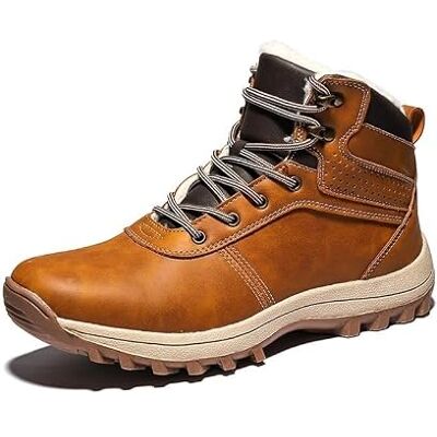 RenDiuJups Bottes de moto d'hiver chaudes en cuir et fourrure pour hommes, bottes de neige faites à la main, imperméables, bottines montantes pour hommes RenDiuJups Bottes de moto d'hiver chaudes en cuir et fourrure pour hommes, bottes de neige faites à la main, imperméables, bottines montantes pour hommes